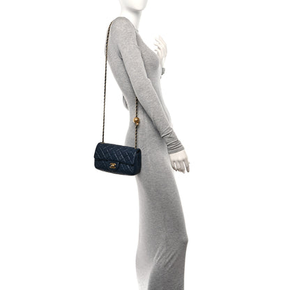 Chanel Lambskin Quilted Mini Pearl Crush Rectangular Flap Navy Blue 2 of 11