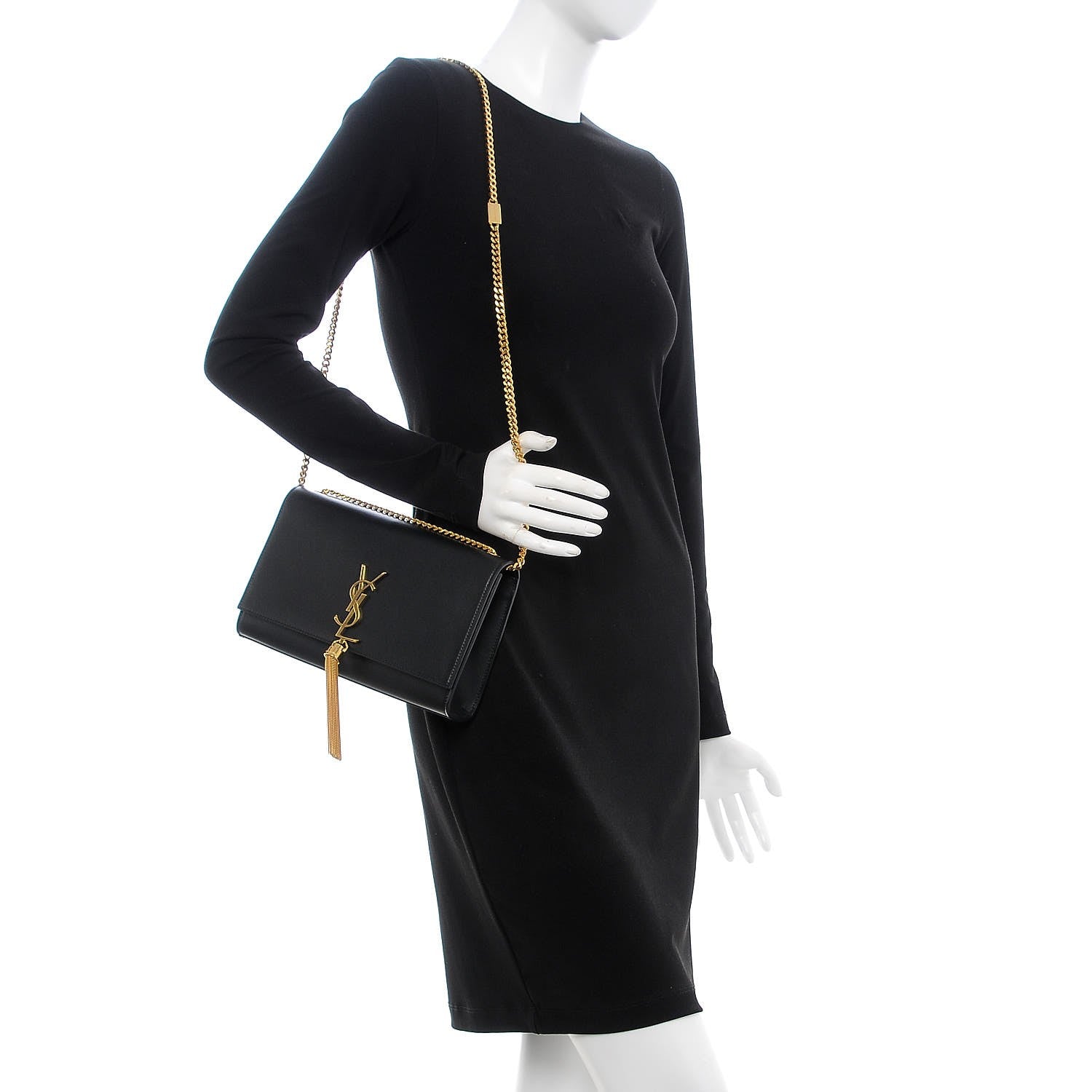 Saint Laurent Smooth Calfskin Medium Classic Monogram Kate Tassel Satchel Black 2 of 8