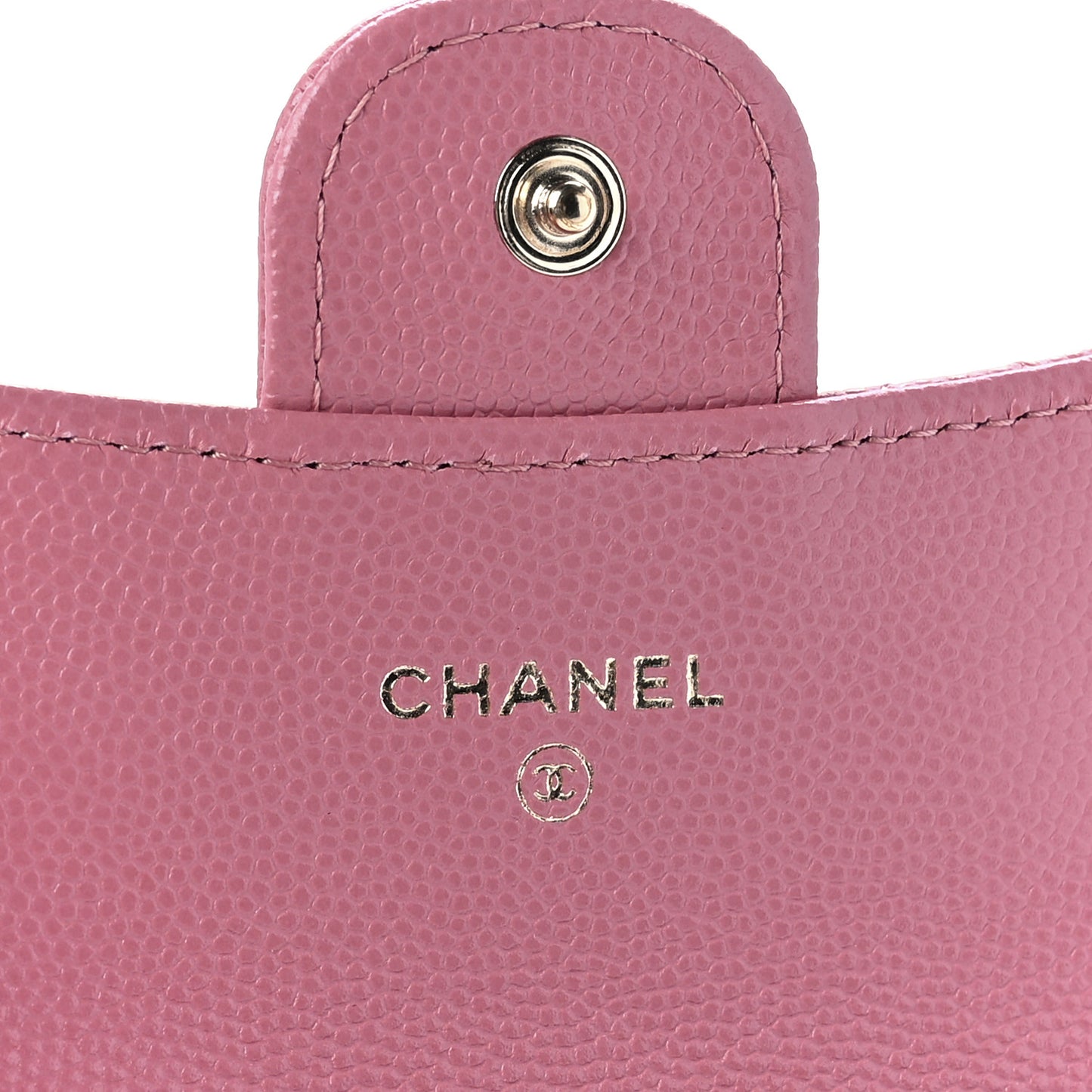 Caviar Quilted Flap Card Holder Wallet Pink