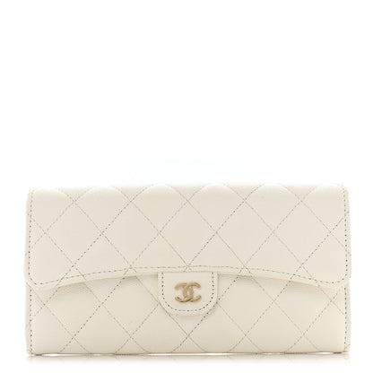 Chanel Caviar Quilted Large Gusset Flap Wallet White 1 of 13
