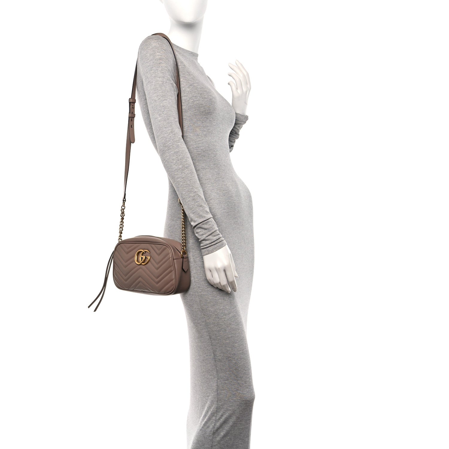 Gucci Calfskin Matelasse Small GG Marmont Chain Shoulder Bag Porcelain Rose 2 of 12