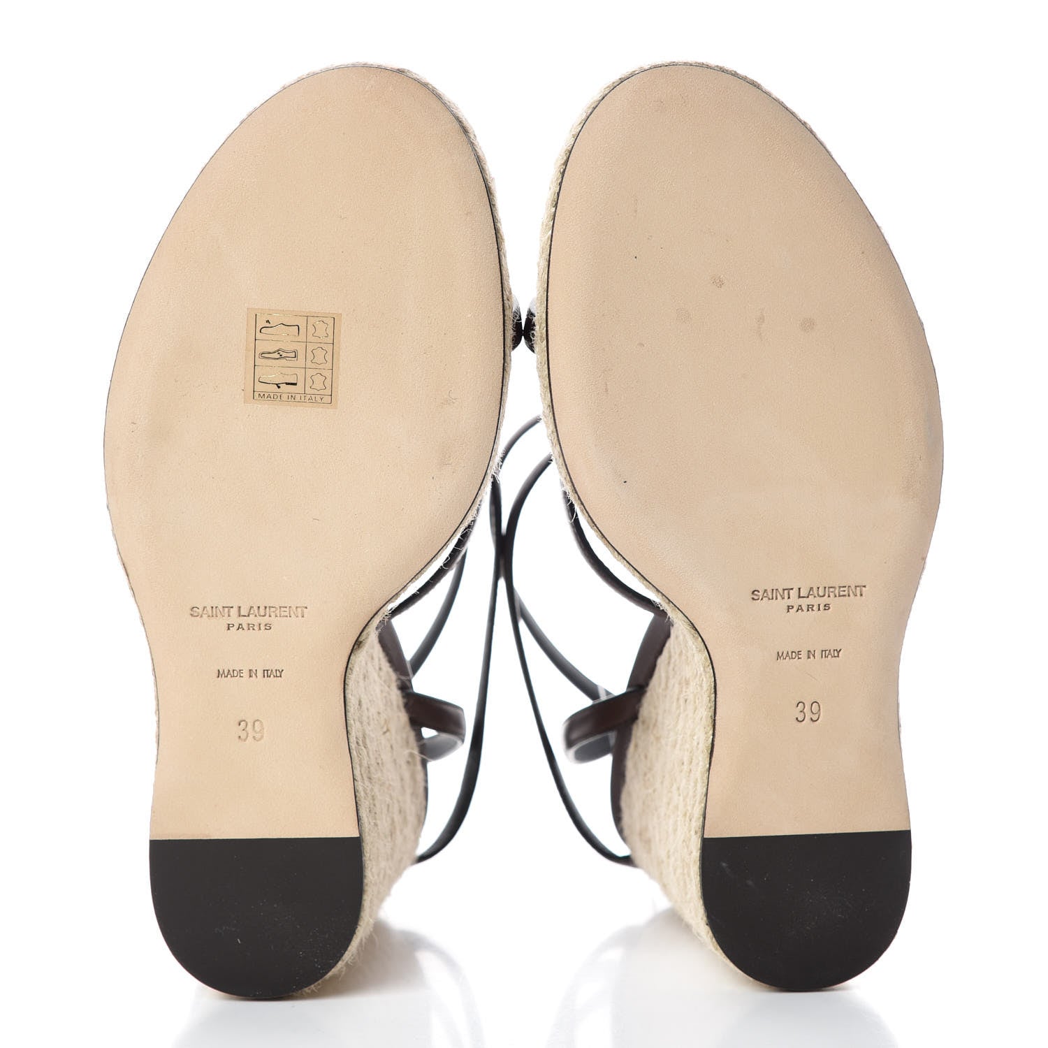 Saint Laurent Calfskin Cassandra Espadrille 105 Wedges 39 Chocolate 5 of 8