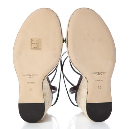 Saint Laurent Calfskin Cassandra Espadrille 105 Wedges 39 Chocolate 5 of 8