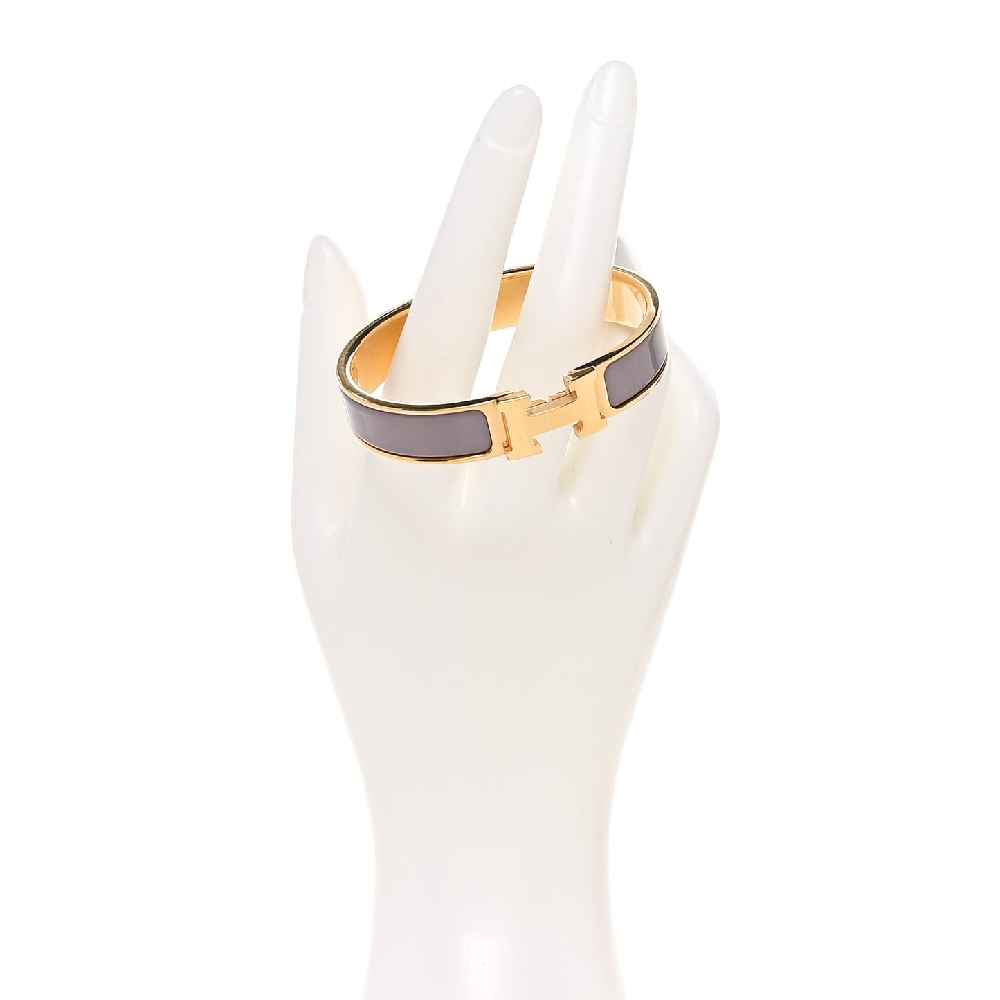 Enamel Narrow Clic Clac H Bracelet PM Marron Glace