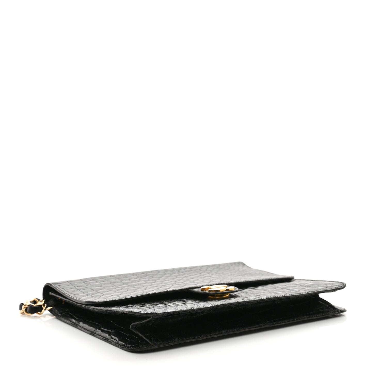Shiny Crocodile Small Flap Black