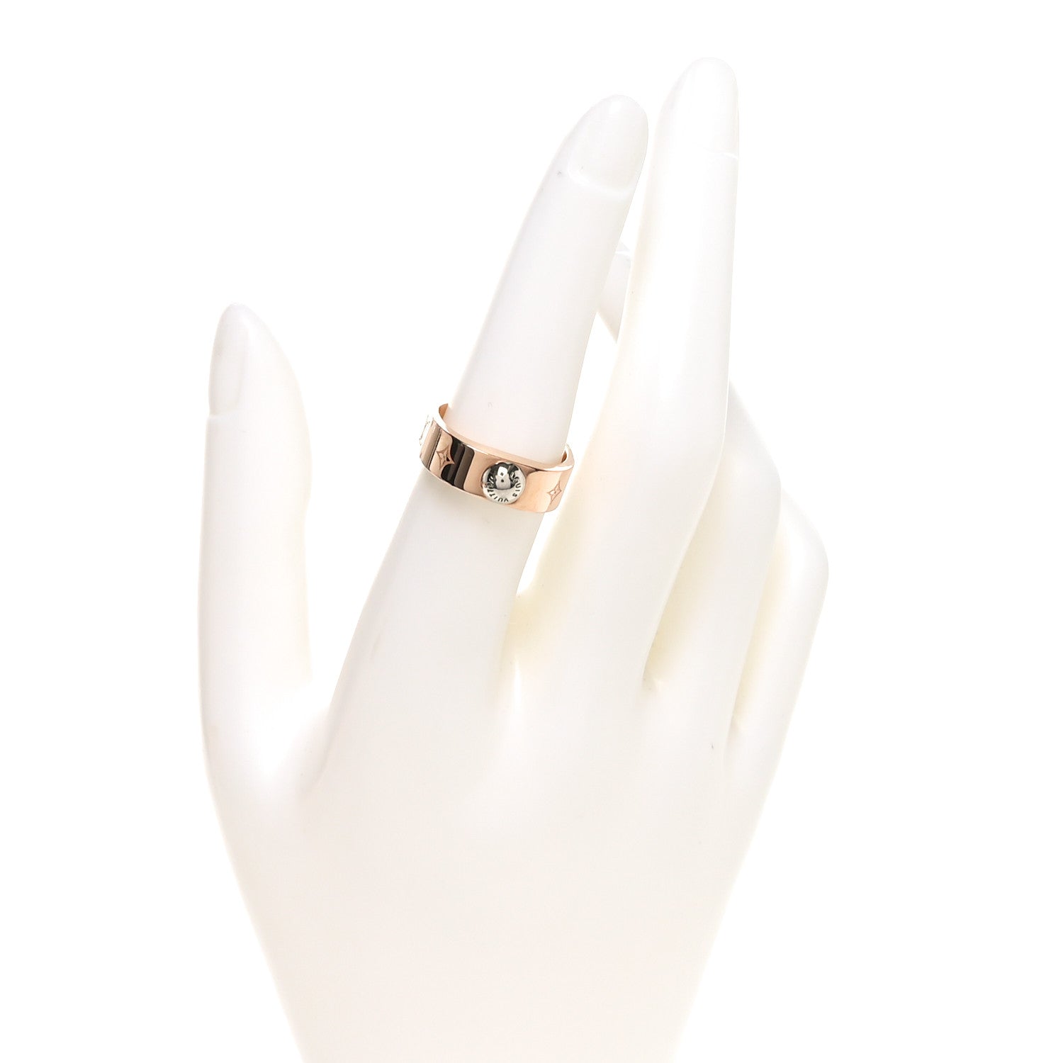 Louis Vuitton Brass Monogram Engraved Nanogram Ring M Pink Gold 2 of 6