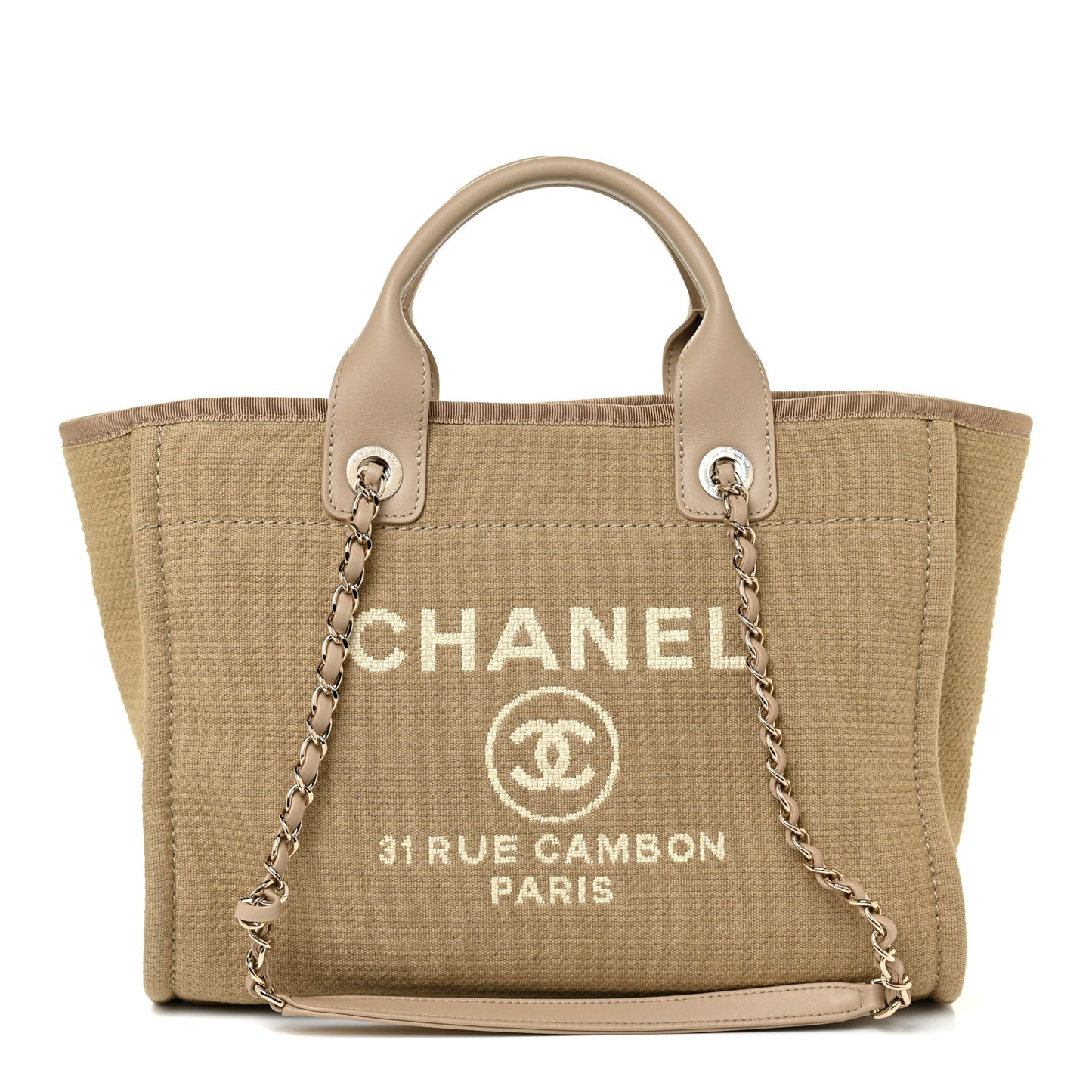 Mixed Fibers Small Deauville Tote Beige