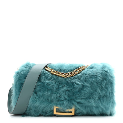 Fendi Alpaca Fur Large Baguette Blue 1 of 9