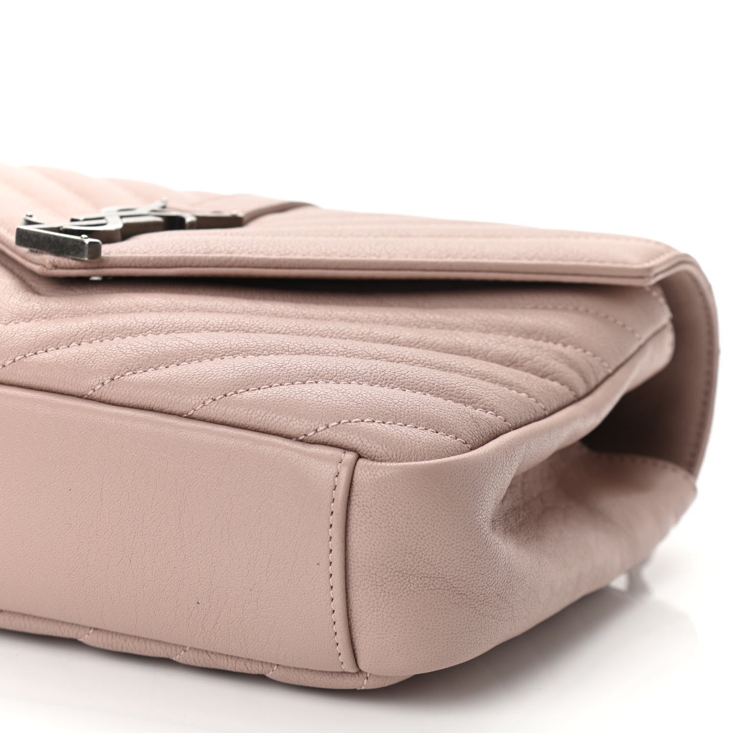 Saint Laurent Sheepskin Matelasse Chevron Monogram Medium College Bag Rose Poudre 10 of 10