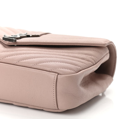 Saint Laurent Sheepskin Matelasse Chevron Monogram Medium College Bag Rose Poudre 10 of 10
