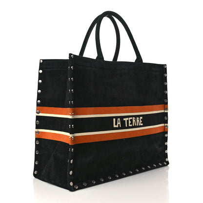Christian Dior Suede Large La Terre Earth Book Tote Black 2 of 7