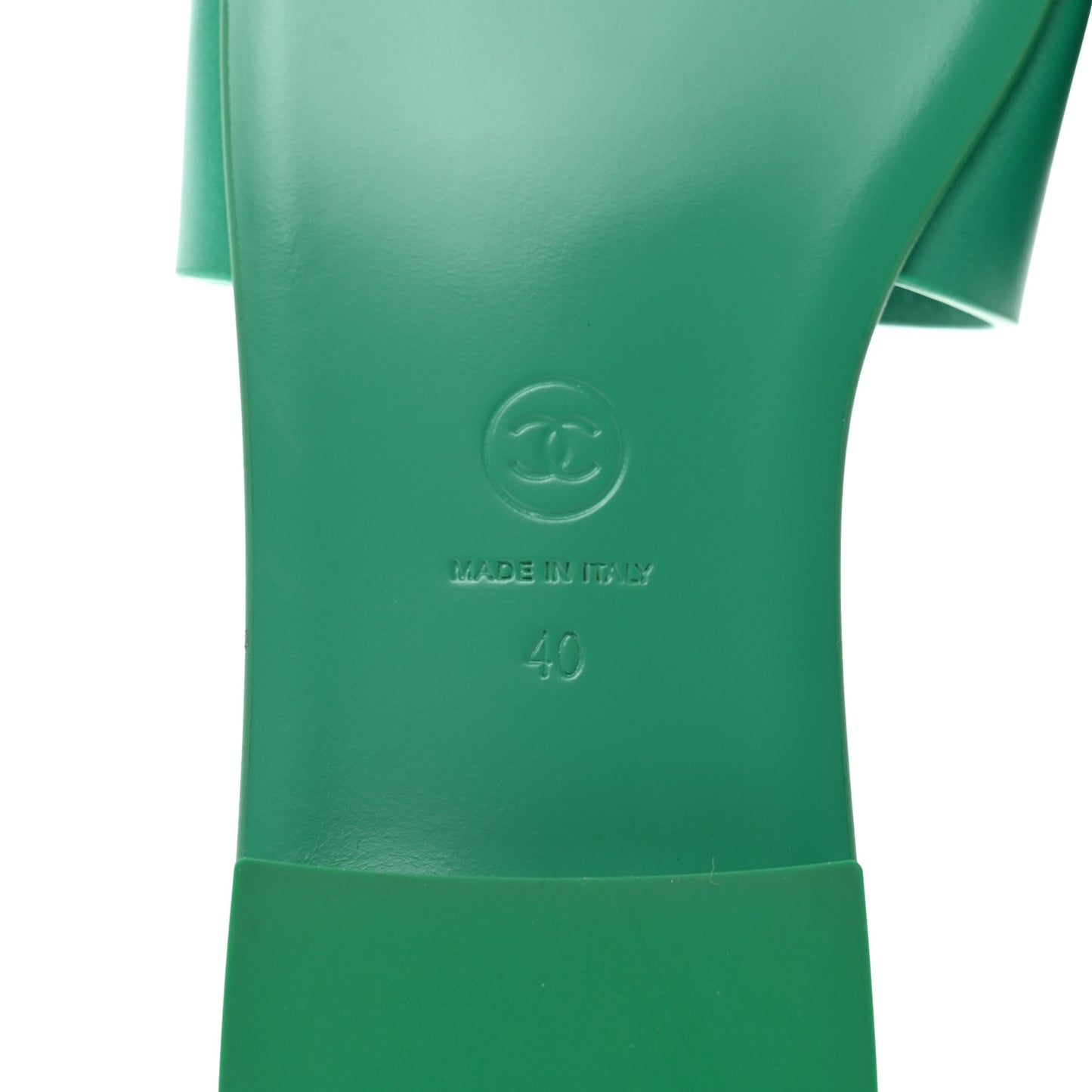 Calfskin Patent Calfskin Logo Mules 40 Green White
