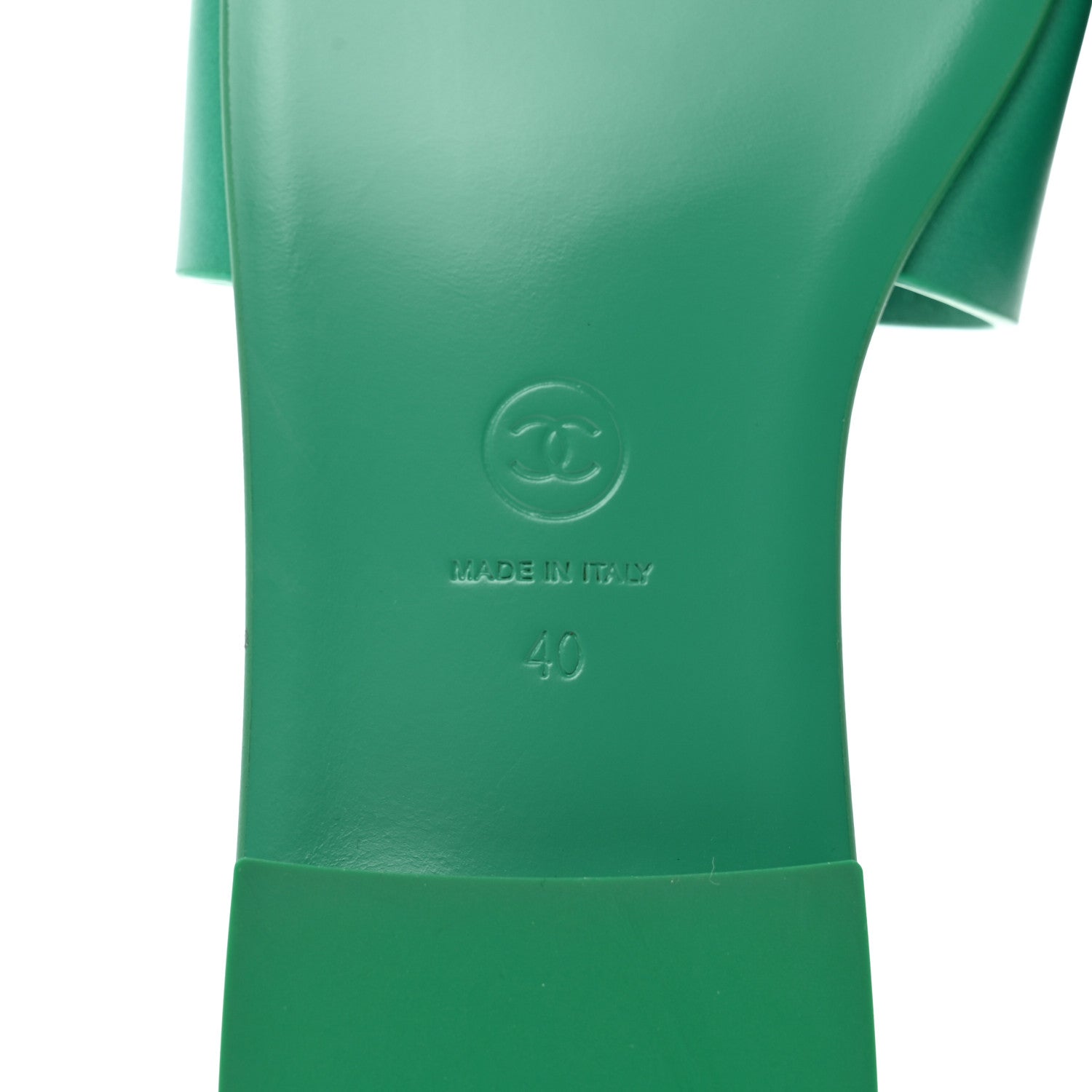 Chanel Calfskin Patent Calfskin Logo Mules 40 Green White 8 of 8