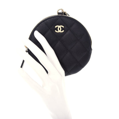 Chanel Caviar Quilted Round Clip On Coin Purse Black 2 of 8