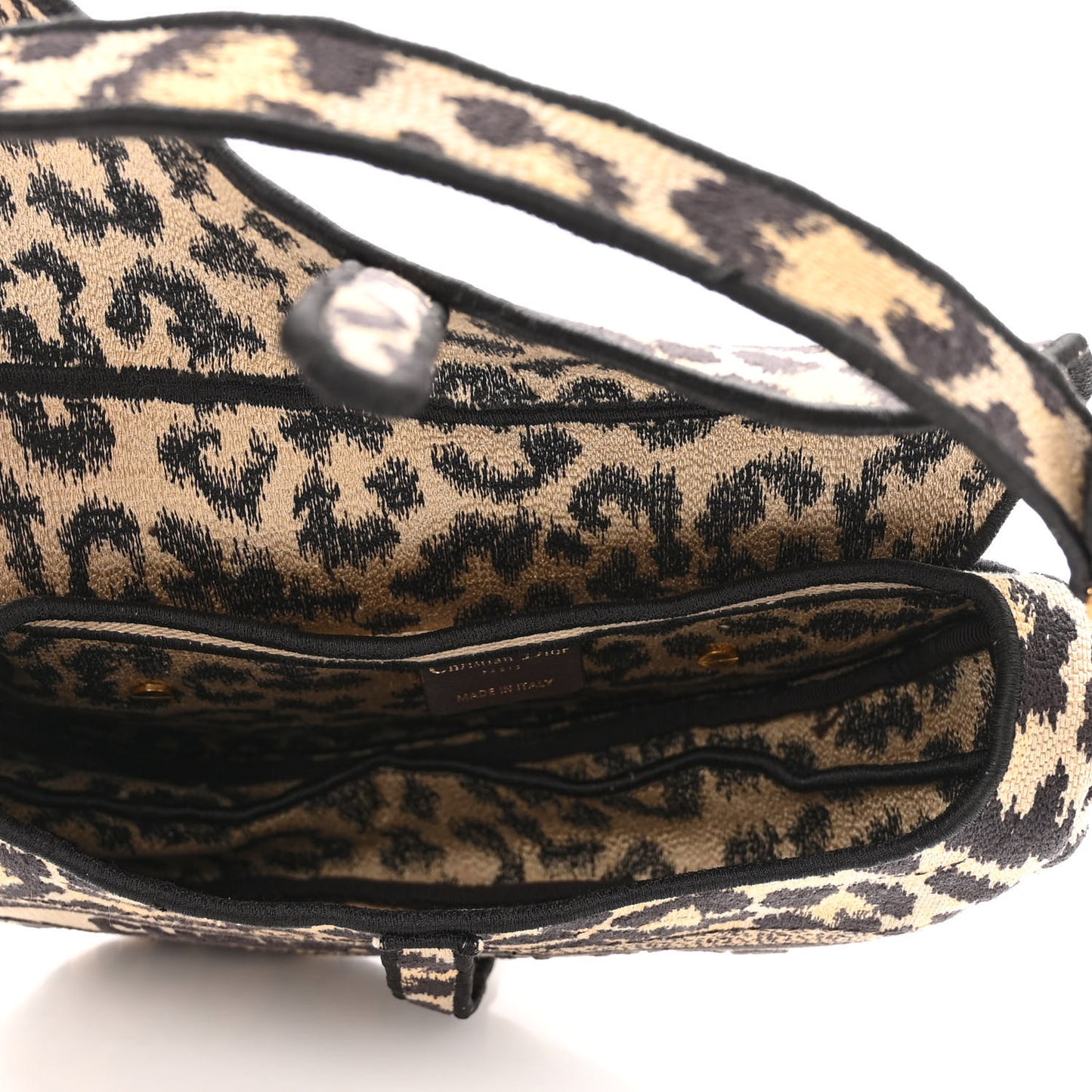 Canvas Mizza Embroidered Saddle Bag Beige Multicolor