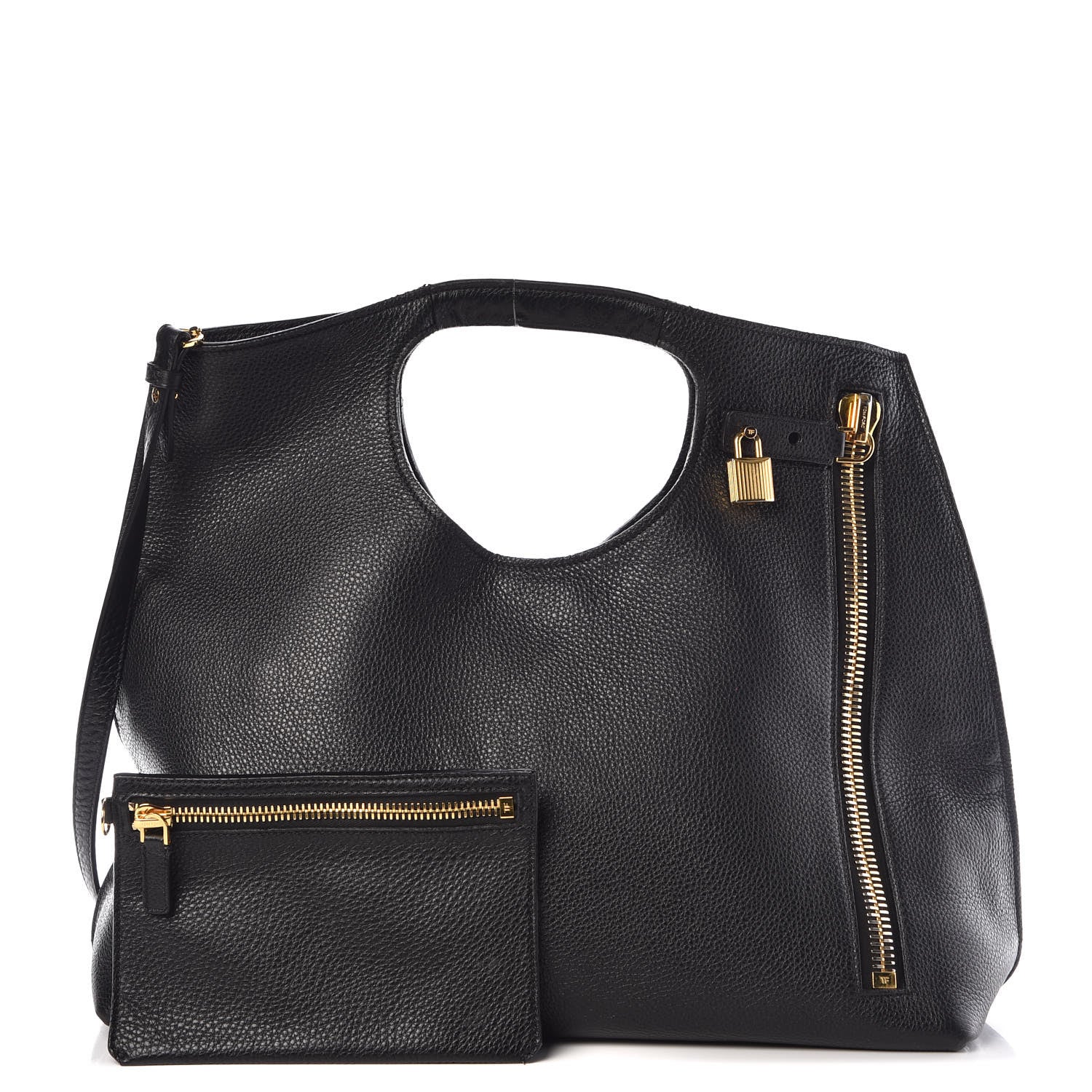 Tom Ford Calfskin Large Alix Padlock Zip Shoulder Bag Black 3 of 18