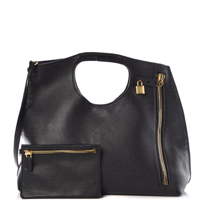 Tom Ford Calfskin Large Alix Padlock Zip Shoulder Bag Black 3 of 18