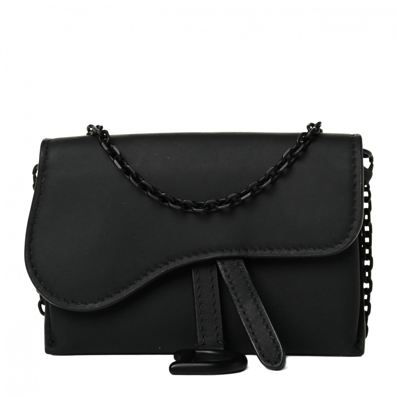 Christian Dior Ultra Matte Calfskin Nano Saddle Chain Pouch Black 1 of 6