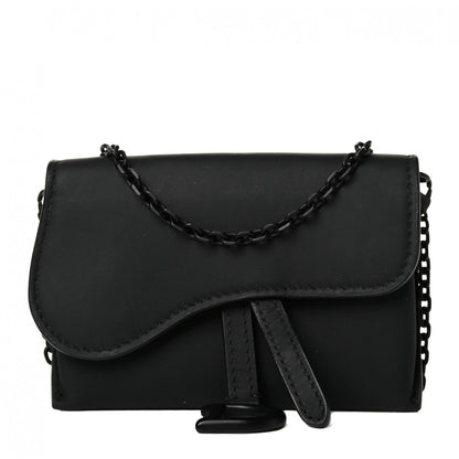 Christian Dior Ultra Matte Calfskin Nano Saddle Chain Pouch Black 1 of 6