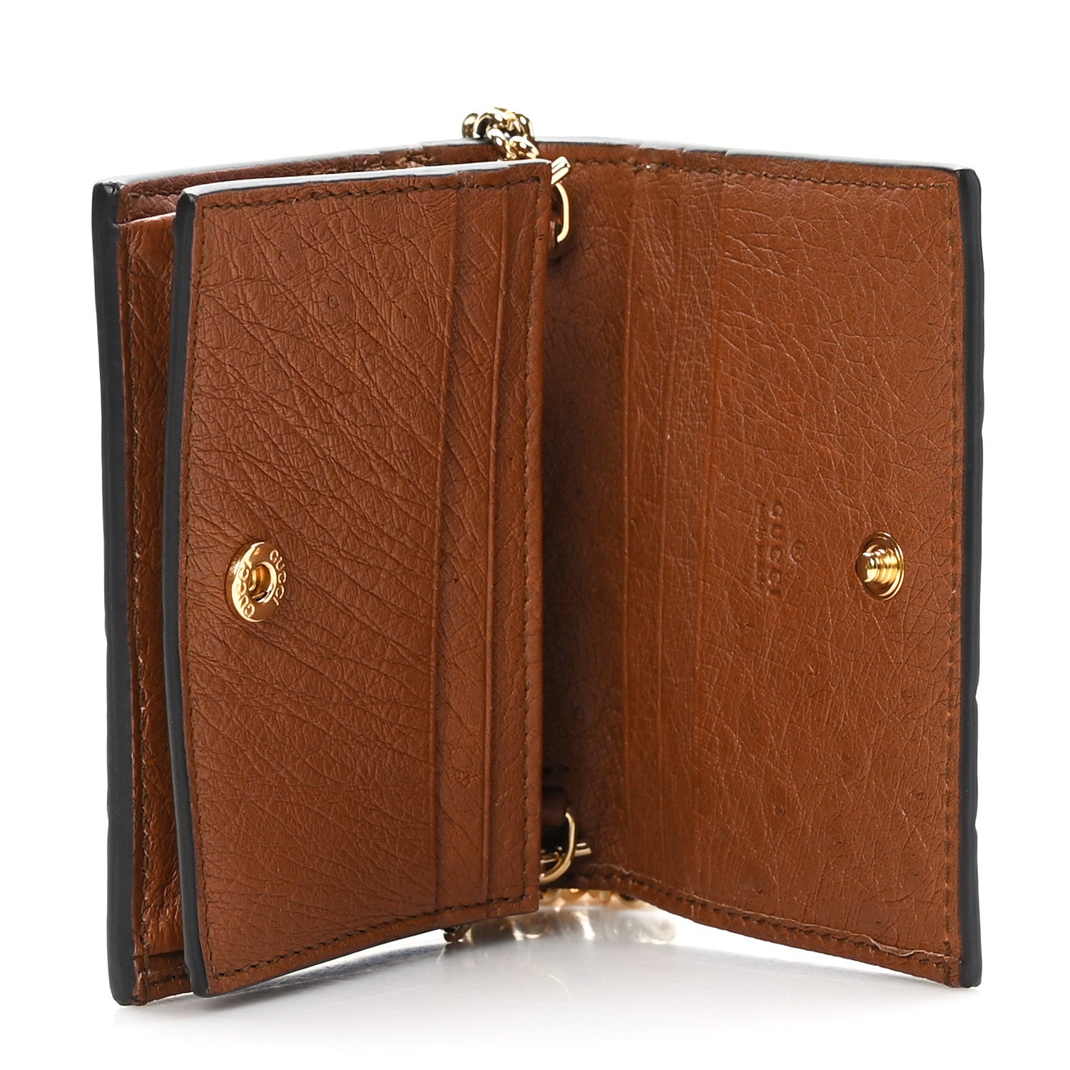 Gucci Ostrich Zumi Chain Card Case Wallet Brown 5 of 8