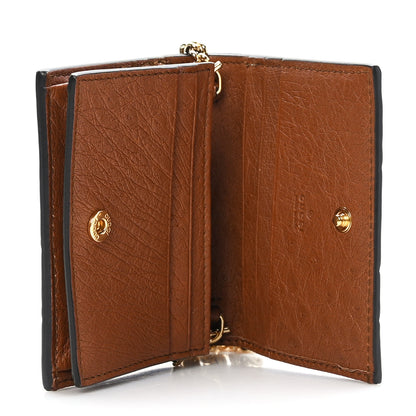 Gucci Ostrich Zumi Chain Card Case Wallet Brown 5 of 8