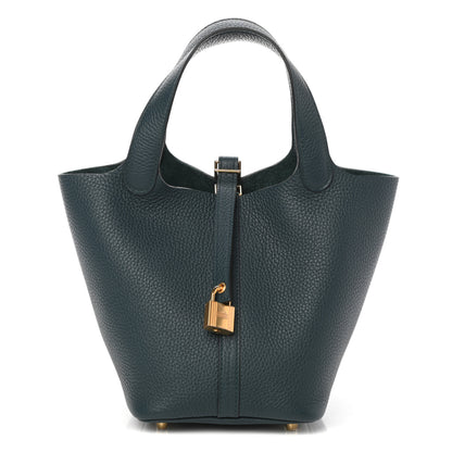 Hermes Taurillon Clemence Picotin Lock 18 PM Vert Cypress 1 of 13