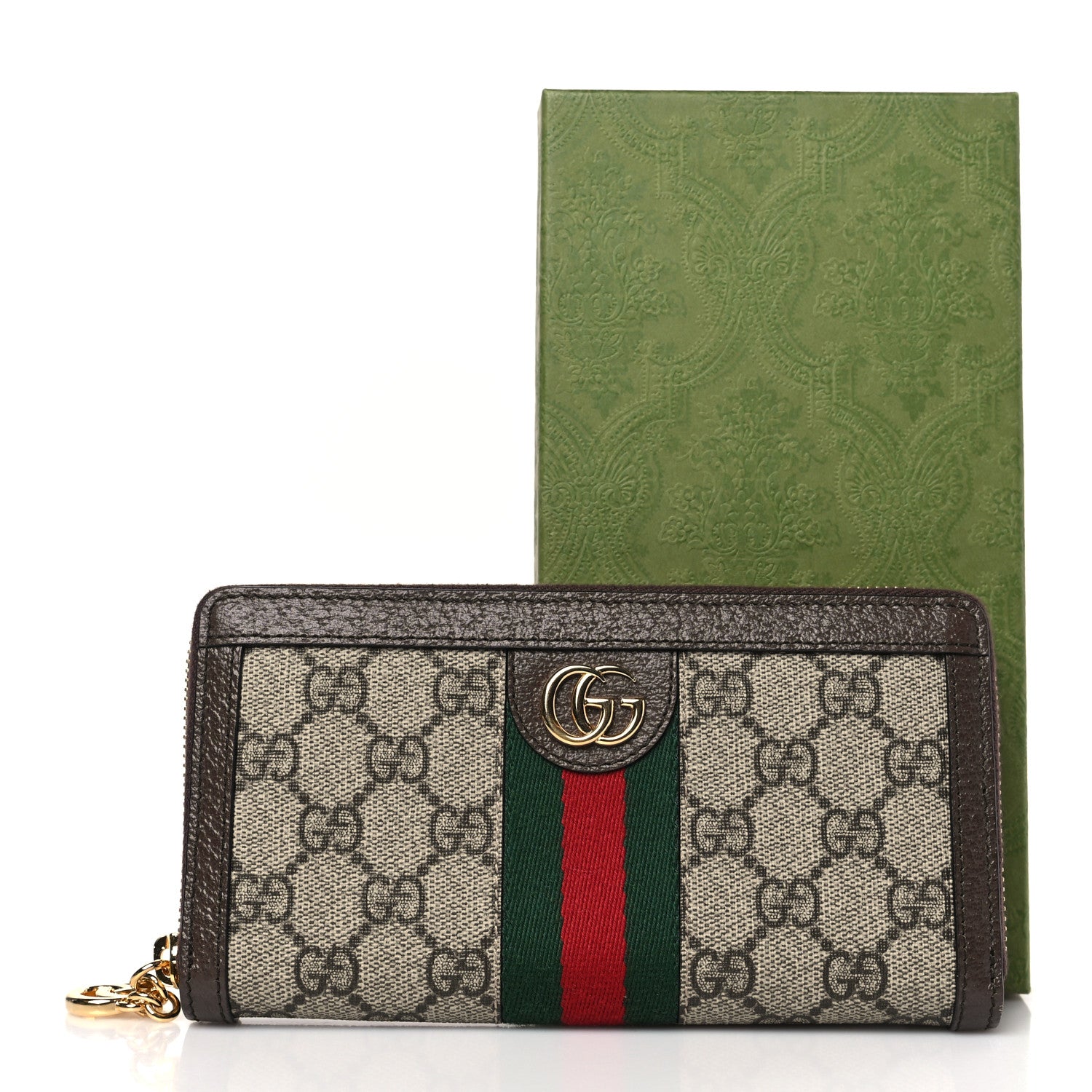 Gucci GG Supreme Monogram Web Ophidia Zip Around Wallet Brown 3 of 7