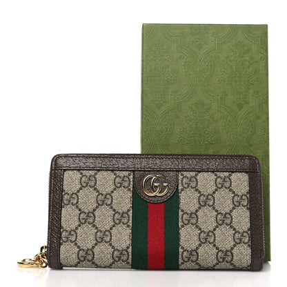 Gucci GG Supreme Monogram Web Ophidia Zip Around Wallet Brown 3 of 7