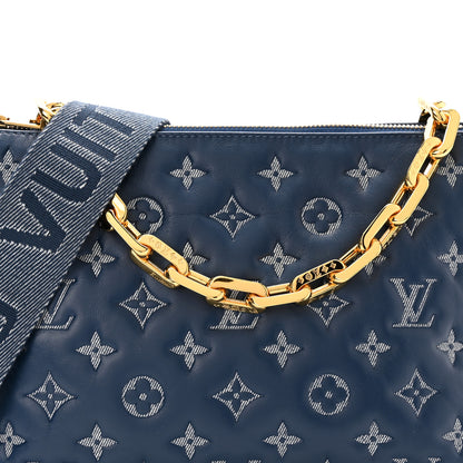 Louis Vuitton Lambskin Embossed Monogram Coussin PM Denim Blue 7 of 9