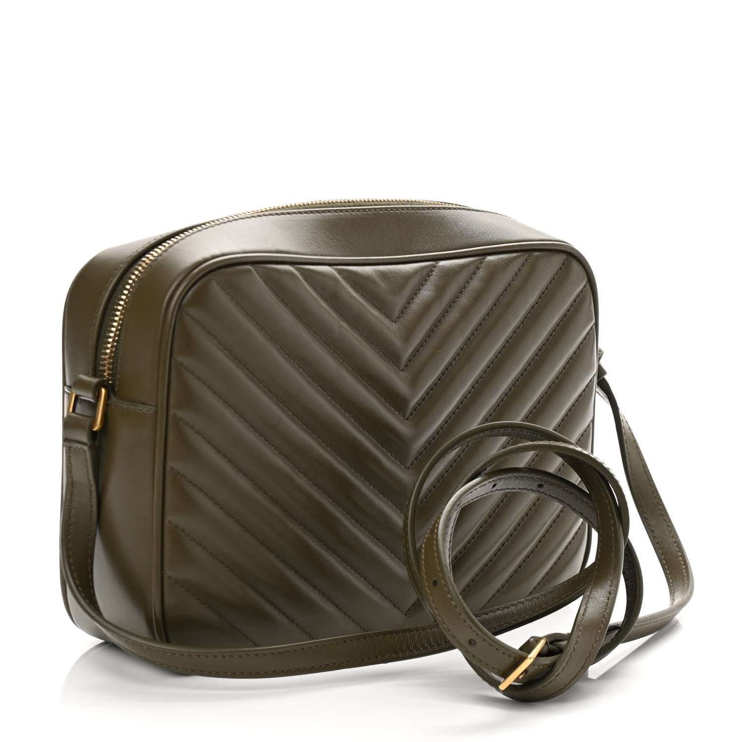 Saint Laurent Calfskin Matelasse Monogram Lou Camera Bag Military Olive 2 of 9
