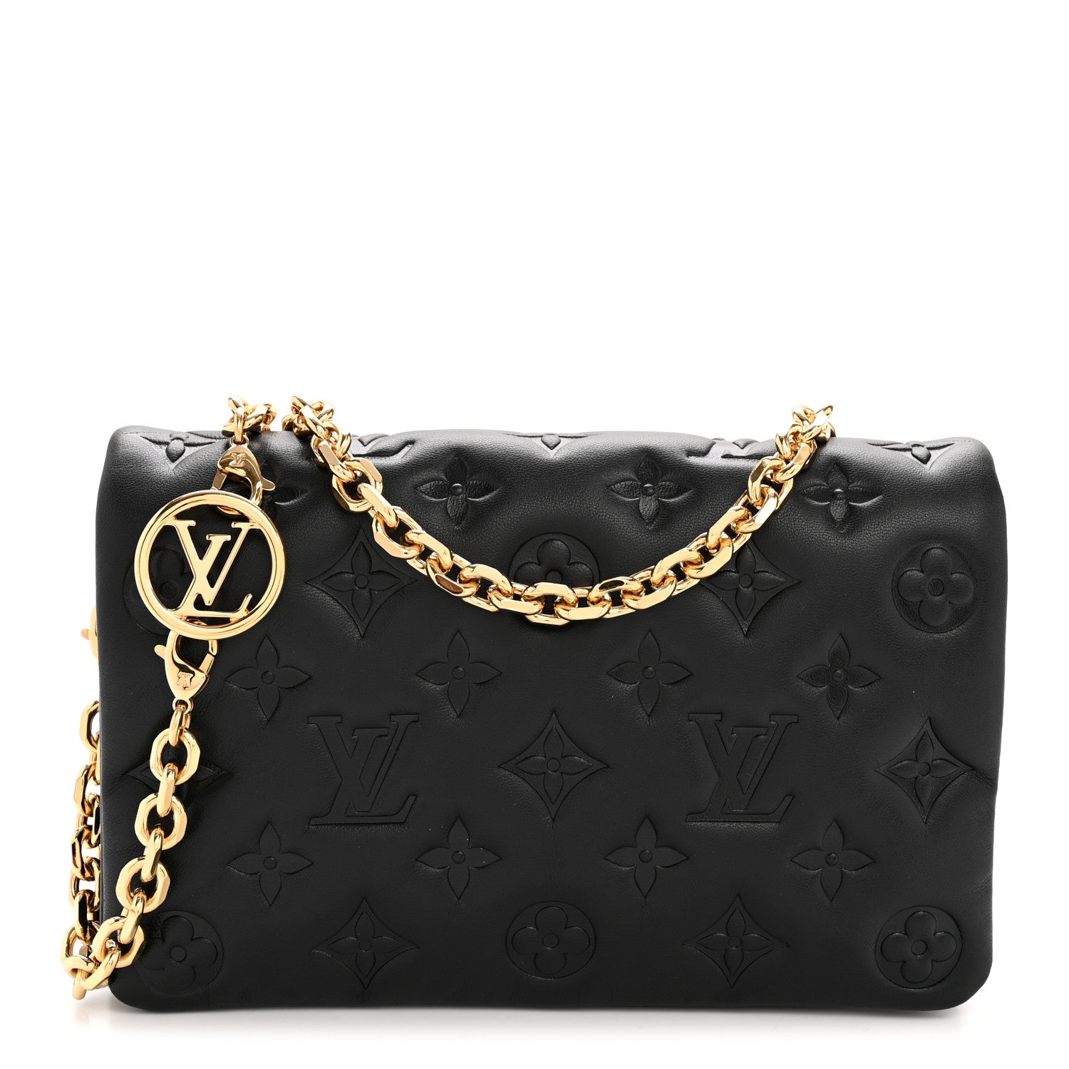 Louis Vuitton Lambskin Embossed Monogram Pochette Coussin Black 1 of 11