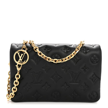 Louis Vuitton Lambskin Embossed Monogram Pochette Coussin Black 1 of 11