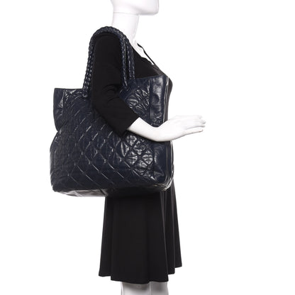 Chanel Lambskin Quilted Hidden Chain Tote Navy 2 of 11