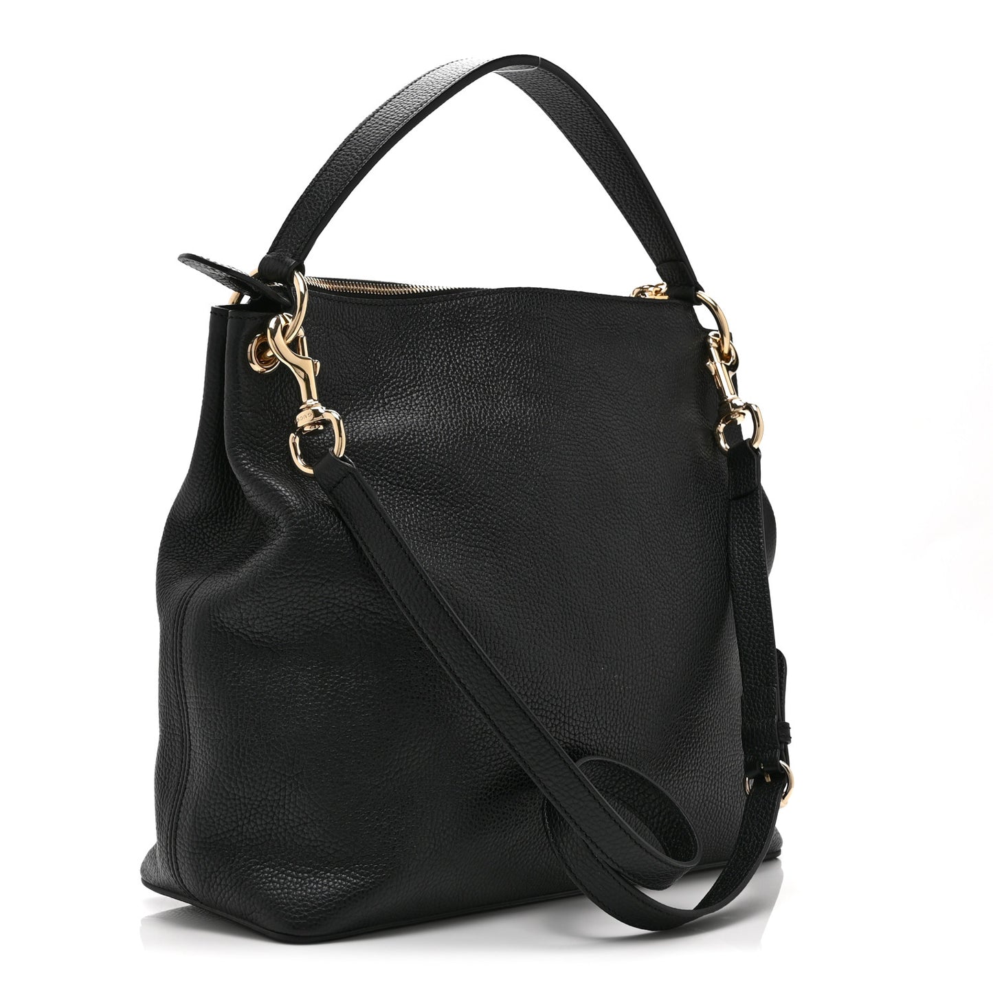 Pebbled Calfskin Large Soho Hobo Black