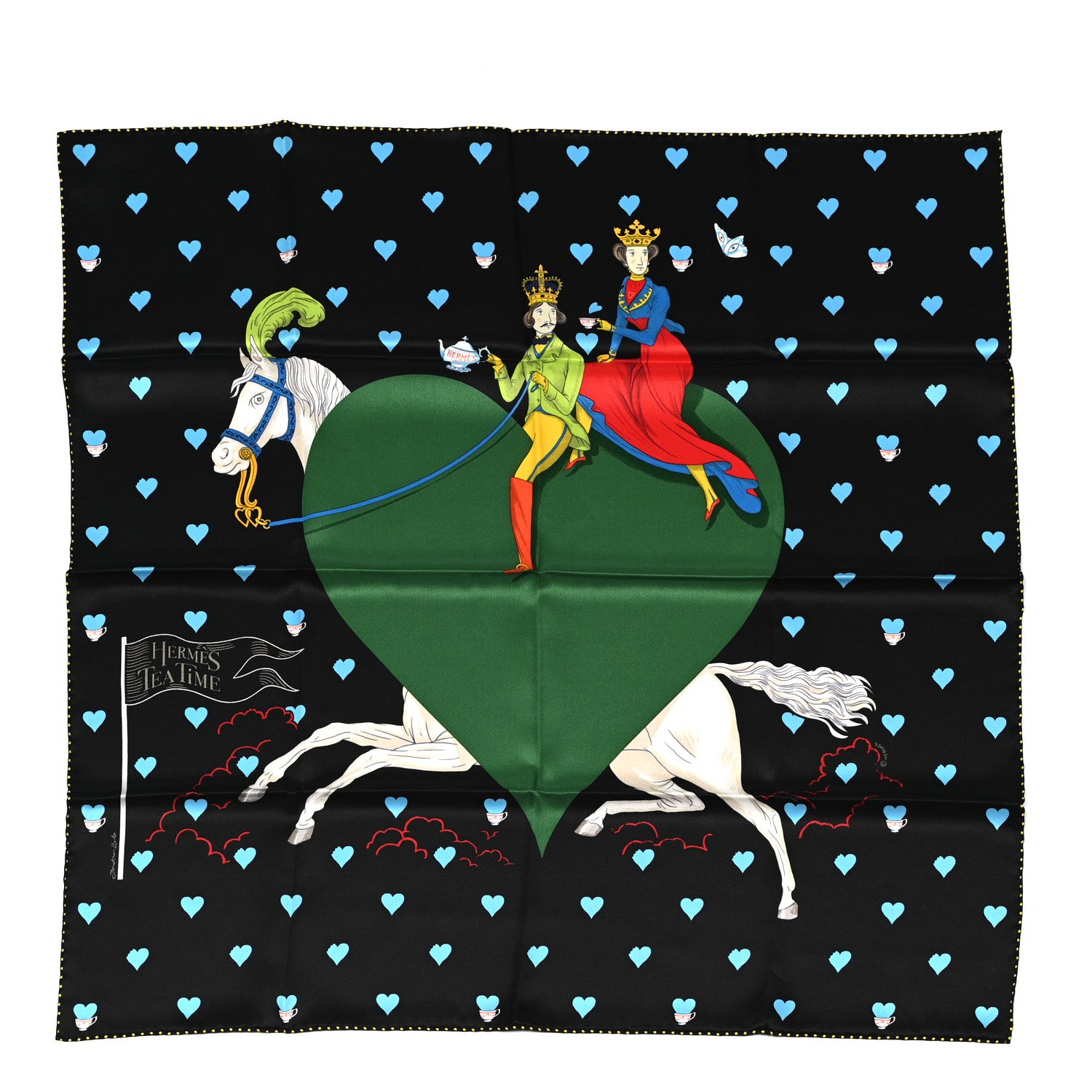 Hermes Silk Tea Time Scarf 70 Black 1 of 6