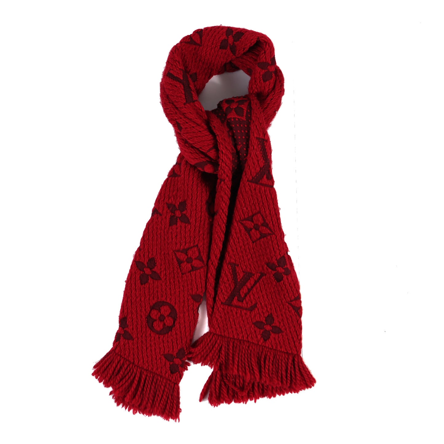 Wool Silk Logomania Scarf Rubis