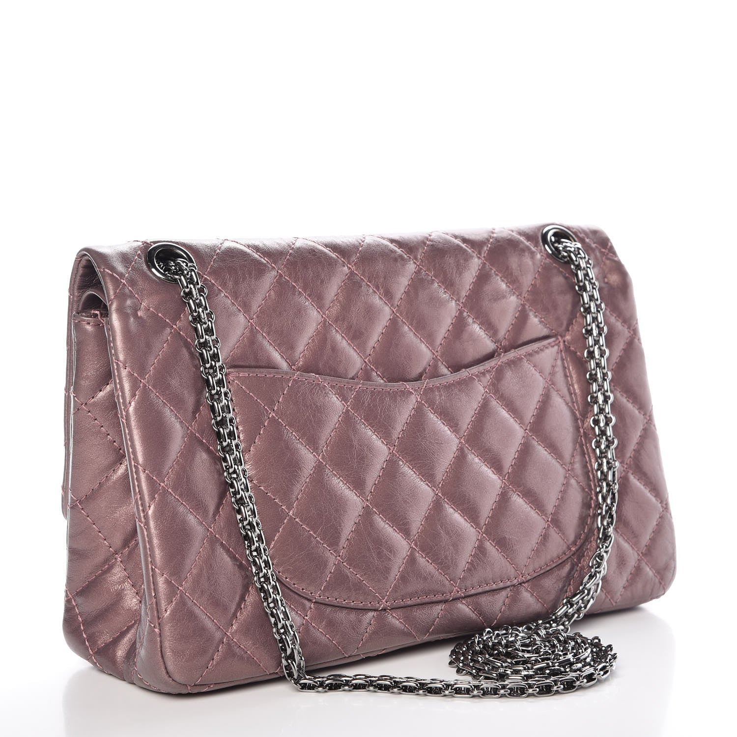 Chanel Metallic Aged Calfskin Quilted 2.55 Reissue 226 Flap Rose Fonce 3 of 11