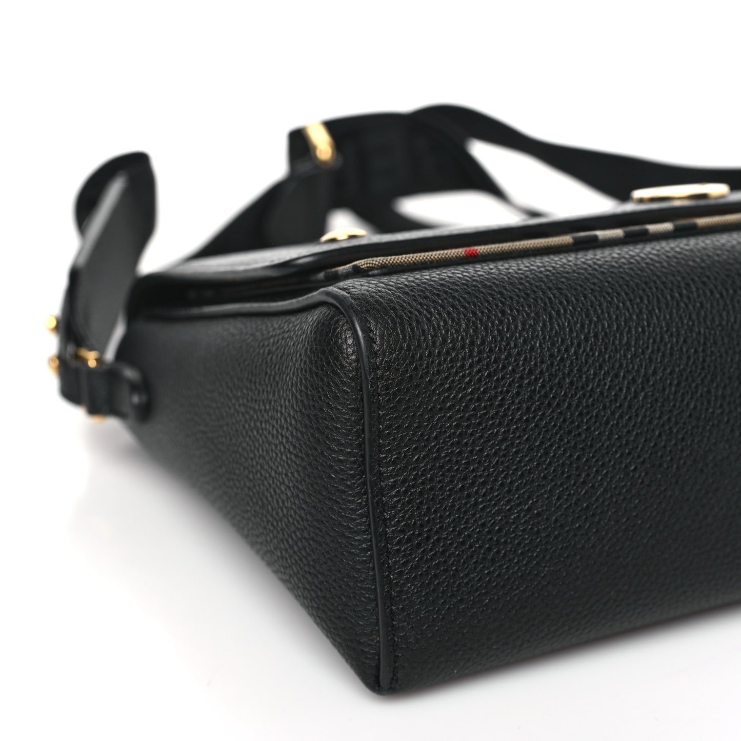 Coated Canvas Calfskin Vintage Check Medium Note Crossbody Bag Black