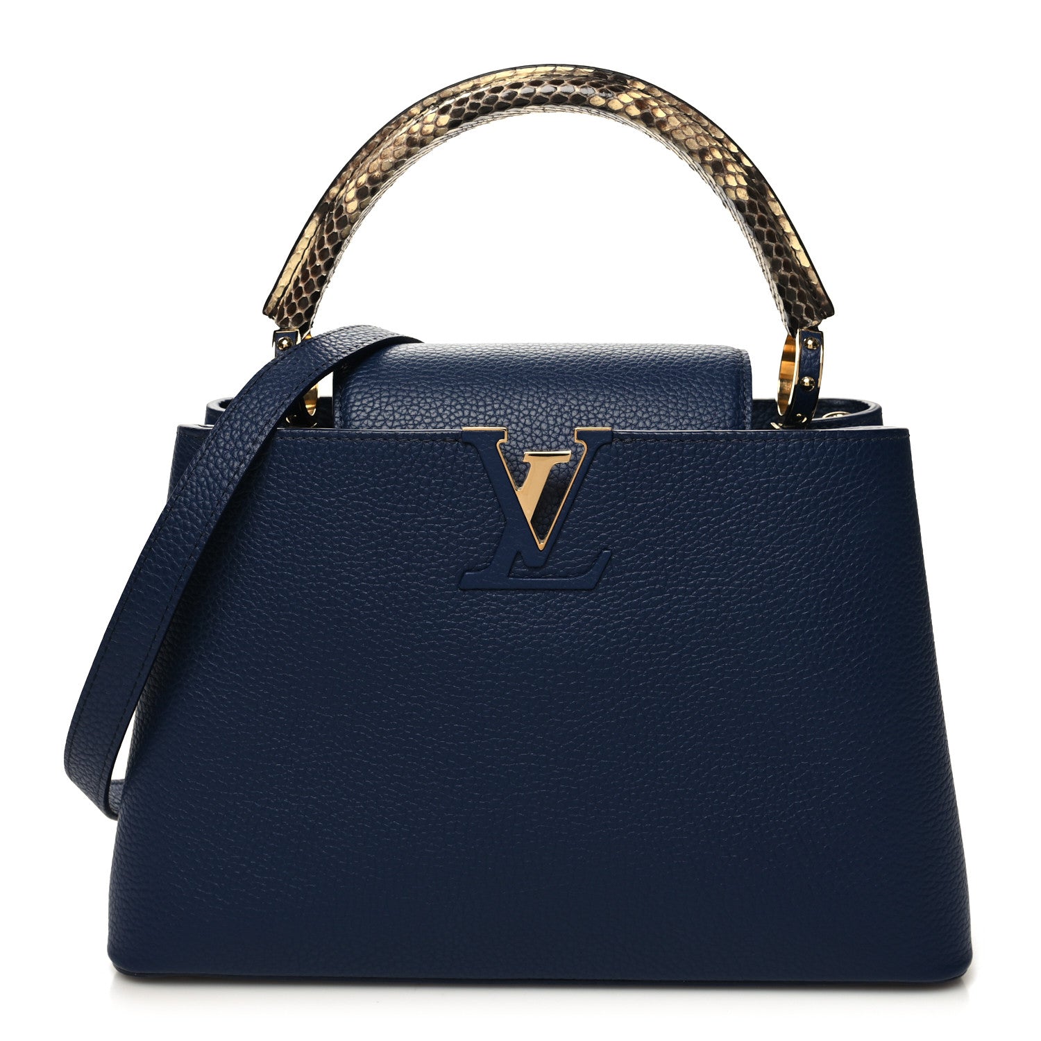 Louis Vuitton Taurillon Snakeskin Capucines MM Blue 1 of 10