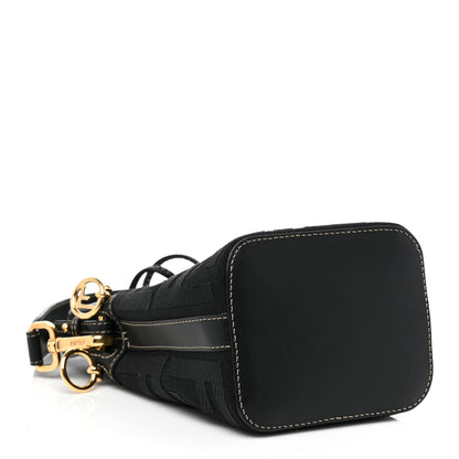 Fendi Canvas Vitello King F is Fendi FF Embroidered Mini Mon Tresor Bucket Bag Black 4 of 8