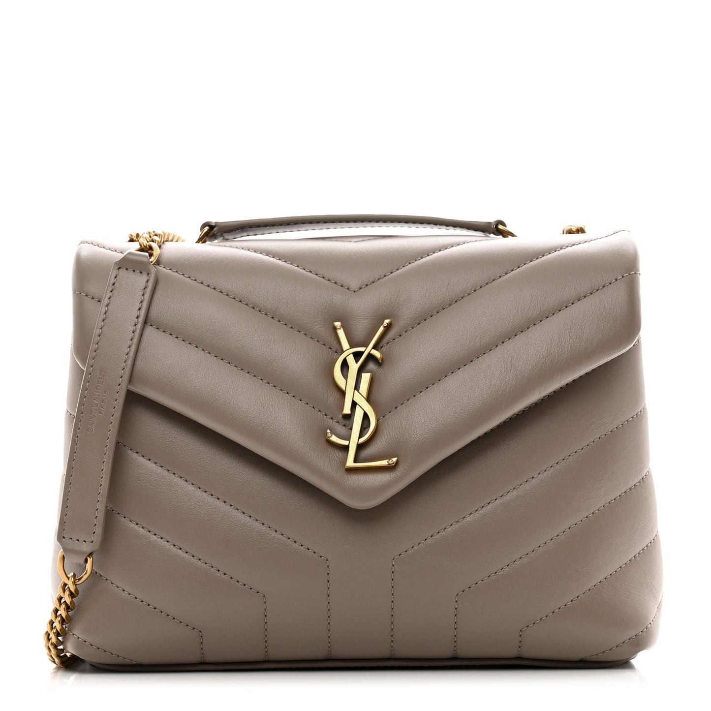 Calfskin Y Quilted Monogram Small Loulou Chain Satchel Taupe