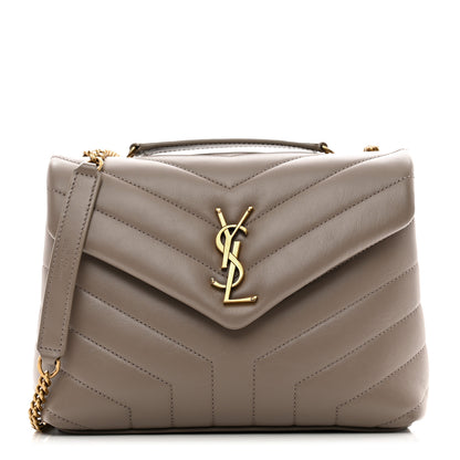 Saint Laurent Calfskin Y Quilted Monogram Small Loulou Chain Satchel Taupe 1 of 11
