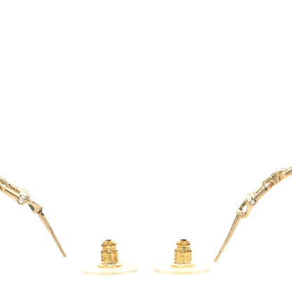 Chanel Crystal CC Vendome Hoop Earrings Gold 3 of 6