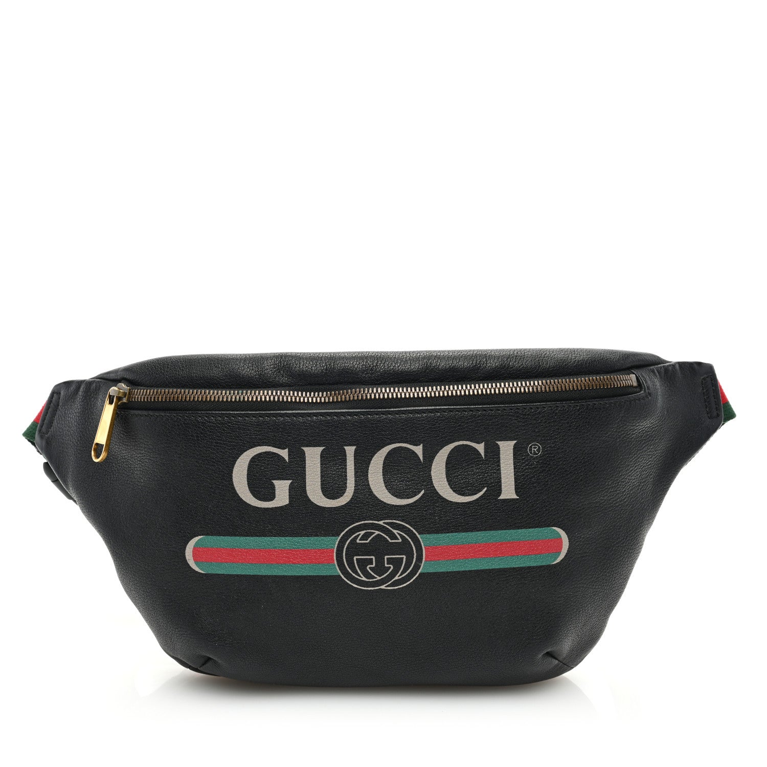 Gucci Grained Calfskin Logo Belt Bag Black 1 of 9