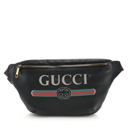 Gucci Grained Calfskin Logo Belt Bag Black 1 of 9