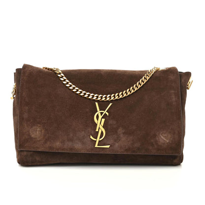Saint Laurent Smooth Calfskin Suede Medium Reversible Monogram Kate Satchel Military Brown 8 of 15