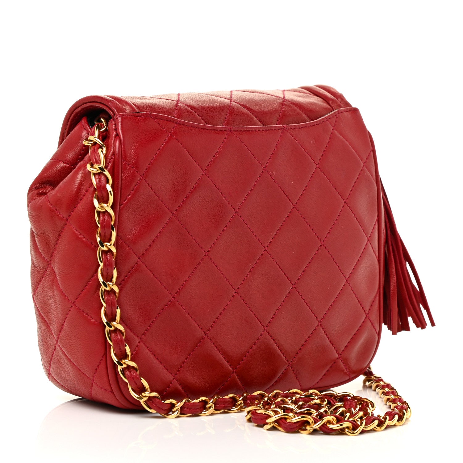 Chanel Lambskin Quilted Flap Tassel Camera Bag Red 3 of 21