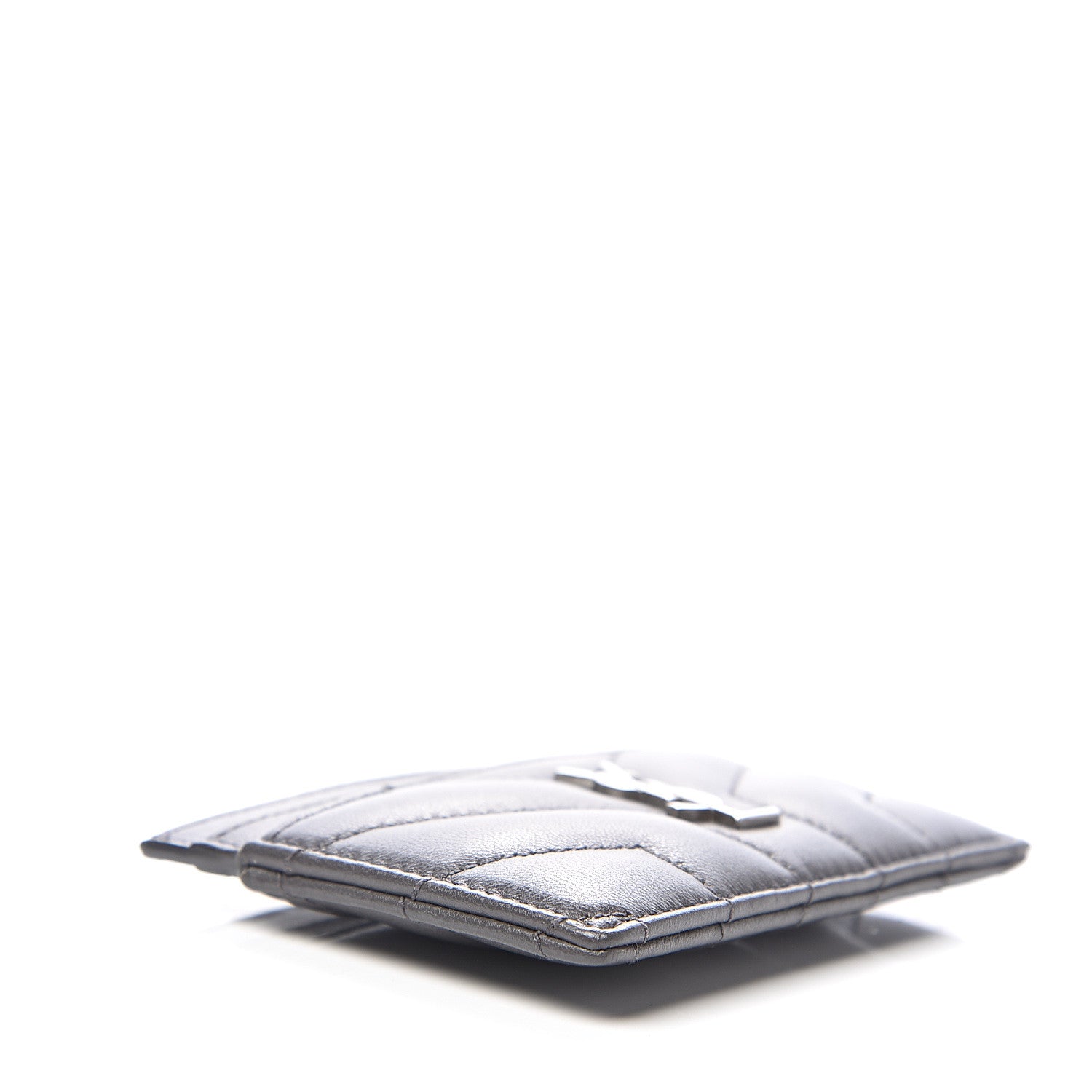 Saint Laurent Calfskin Y Quilted Monogram LouLou Credit Card Case Asphalt 3 of 7
