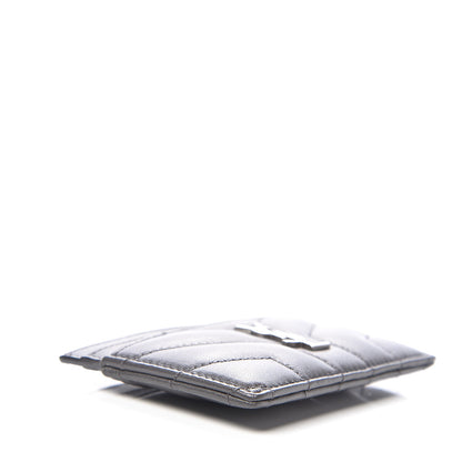 Saint Laurent Calfskin Y Quilted Monogram LouLou Credit Card Case Asphalt 3 of 7