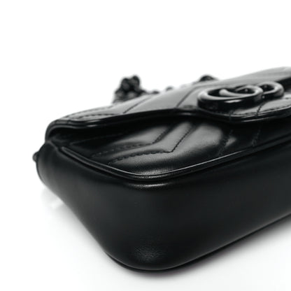 Gucci Calfskin Matelasse Monochrome GG Marmont Chain Belt Bag Black 9 of 10